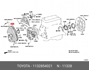 прокладка крышки ГРМ!\ Toyota Hi-Ace/Hi-Lux/Land Cruiser 2.5D/TD/2.8D 88> 11328-54021 TOYOTA