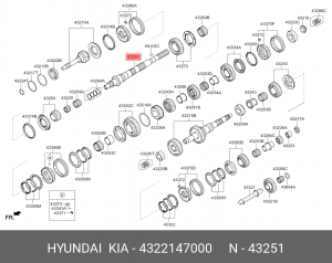 Вал КПП HYUNDAI HD35 (17-) вторичный OE 4322147000 HYUNDAI KIA