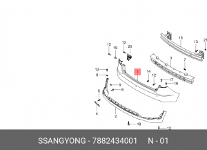 Бампер SSANGYONG Actyon (10-) задний (без парктроников) OE 7882434001 SSANG YONG