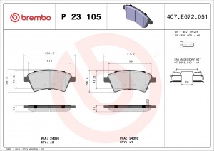 P23105 1215 01 [5581079J00] !колодки дисковые п.\ Fiat Sedici, Suzuki SX4 1.5i/1 P23105 BREMBO
