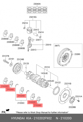 ВКЛАДЫШ КОР 21020-2F902 210202F902 HYUNDAI KIA
