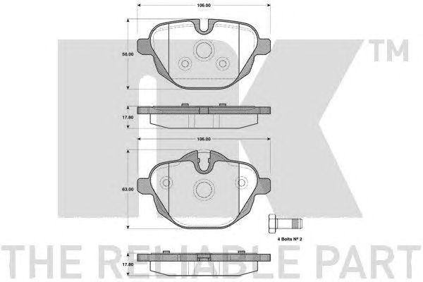 колодки дисковые задние! с антискр. пл.\ BMW E60/E61 2.0/F10/Z4 3.5i 05> 221545 NK