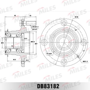 Ступица колеса задняя с подшипником с ABS (4*114.3/d30), MITSUBISHI CARISMA/COLT DB83182 MILES