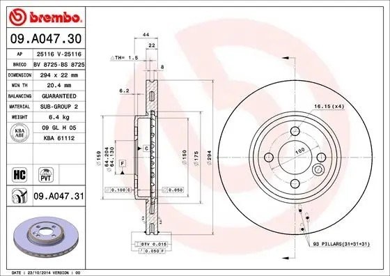 Диск тормозной Brembo Painted Disc 09.A047.31 09.A047.31 BREMBO