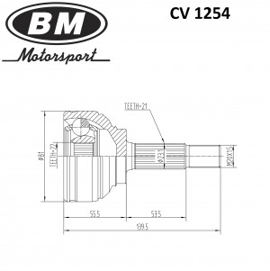 ШРУС наружный Logan/Largus 8V CV1254 CV1254 BM MOTORSPORT