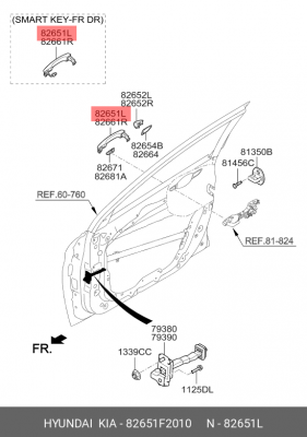 Ручка HYUNDAI Elantra (15-) двери наружная левая OE 82651F2010 HYUNDAI KIA