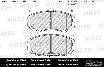 Колодки тормозные передние (без датчика) (Смесь Semi-Metallic) CHANGAN CS35/HYUN E100019 MILES