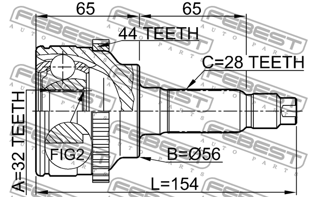 Шрус наружный 0510-GEUSA44 FEBEST