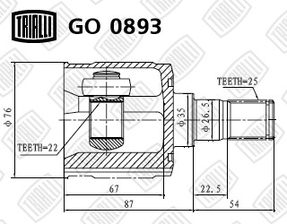 ШРУС Hyundai Getz (02-) MT (внутр.) (GO 0893) GO 0893 TRIALLI