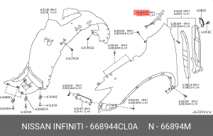 накладка крыла! переднего правого верхняя\ Nissan X-Trail 14> 66894-4CL0A NISSAN