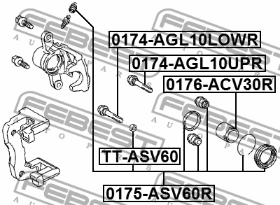 Ремкомплект задн суппорта TOYOTA CAMRY V40/V50 0175-ASV60R 0175-ASV60R FEBEST