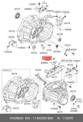 Болт HYUNDAI KIA OE 1140308186K HYUNDAI KIA