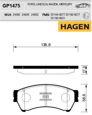 Колодки передние MAZDA 6 (GH) 07- GP1475 GP1475 SANGSIN