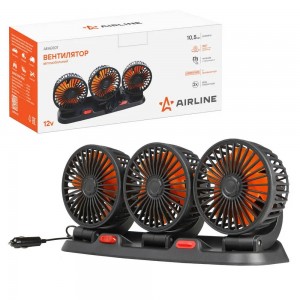 Вентилятор салона "AIRLINE" (12V) (тройной поворотный 360, 3x10.5см, 12В, общая  AEAE007 AIRLINE