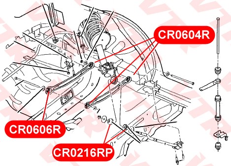 CR0604R САЙЛЕНТБЛОК ПОПЕРЕЧНОГО РЫЧАГА ЗАДНЕЙ ПОДВЕСКИ CR0604R VTR