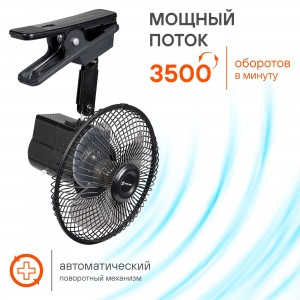 Вентилятор в салон 12V на прищепке автоповорот R=15см AIRLINE ACF-15-03 AIRLINE