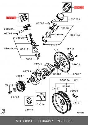 Кольца поршневые MITSUBISHI Pajero (06-) OE 1110A497 MITSUBISHI