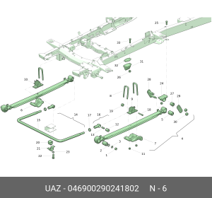 Подкладка УАЗ-469 стремянок правая (ОАО УАЗ) 046900290241802 UAZ UAZ