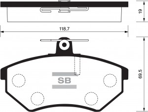 Колодки тормозные VW Golf (-02),Polo (-01),Passat (-97) передние (4шт.) SANGSIN SP2005 SANGSIN