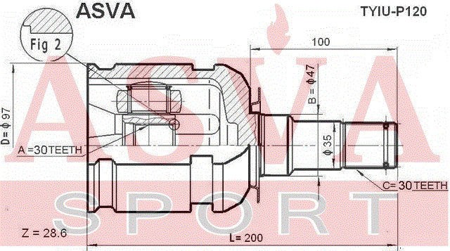 ШРУС ВНУТРЕННИЙ 30x47x30 [12] TYIUP120 TYIU-P120 ASVA