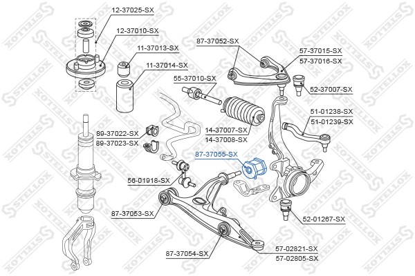 сайлентблок рычага нижн. зад.!\ Honda Civic1.4-1.6 95-01/CR-V 2.0 16V 95> 87-37055-SX STELLOX