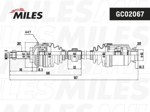 Привод в сборе правый MAZDA 6 2.0D 02- (ABS) (GKN 304312) GC02067 GC02067 MILES