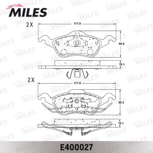 Колодки тормозные передние (без датчика) (Смесь Low-Metallic) (FORD FOCUS I) (TR E400027 MILES