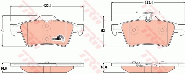 Колодки задние FORD FOCUS II, MAZDA 3 (BK, BL) GDB1621 GDB1621 TRW