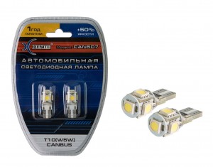 Лампа светодиодная 12V W5W W2.1x9.5d белая блистер (2шт.) XENITE 1009343 XENITE