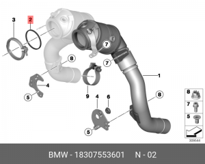 BMW 1-СЕРИЯ E82/E88 (2006>)/X5 E70 (2007-2013) прокладка катализатора 18 30 7 553 601 BMW