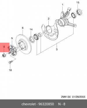 Гайка DAEWOO Matiz CHEVROLET Spark ступицы передней OE 96320850 GENERAL MOTORS