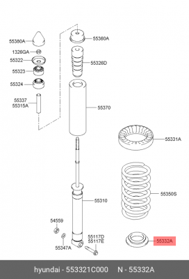 Проставка задней пружины нижняя 55332-1C000 553321C000 HYUNDAI KIA