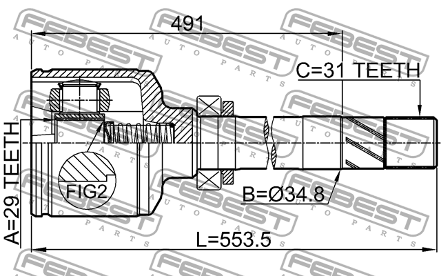 ШРУС внутренний правый FIAT DUCATO RUSSIA 2008- 2811-DUCRH 2811-DUCRH FEBEST
