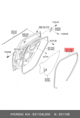 УПЛОТНИТЕЛЬ ЛЕВОЙ ДВЕРИ 83110-4L000 831104L000 HYUNDAI KIA