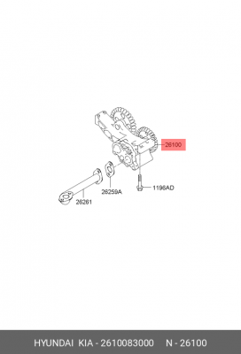Насос масляный HYUNDAI HD160,170,270,450,AeroQueen дв.D6ABDD/AC OE 2610083000 HYUNDAI KIA