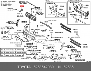 кронштейн бампера! переднего правый\ Toyota RAV4 10-12 52535-42030 TOYOTA