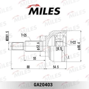 ШРУС наружный RENAULT SCENIC 1.4-1.6 03- (SKF VKJA5674) GA20403 GA20403 MILES