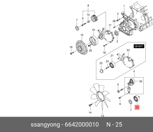 Ролик приводного ремня SSANGYONG Actyon (06-),Kyron (05-),Rexton (03-) (D20/27)  6642000010 SSANG YONG
