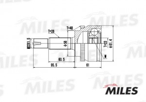 ШРУС наружный TOYOTA COROLLA 1.4/1.6 02- (GKN 304693) GA20474 GA20474 MILES