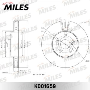 Диск тормозной передний TOYOTA WISH (TRW DF7355) K001659 K001659 MILES