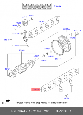 Вкладыши HYUNDAI HD120 дв.D6GA коренные d+0.00 комплект (14шт.) OE 2102052010 HYUNDAI KIA