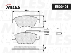 Колодки тормозные передние (Смесь CERAMIC серия PRO) FIAT ALBEA/DOBLO/STILO 01 ( E500401 MILES