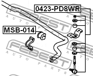 Тяга стабилизатора задняя MITSUBISHI SPACE GEAR/L400 VAN PB4V 1994.06-2005.06 04 0423-PD8WR FEBEST