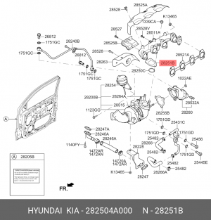 Прокладка турбины KIA SORENTO 02-06 2,5TD /SORENTO 06-08 2,5TD 28250-4A000 282504A000 HYUNDAI KIA