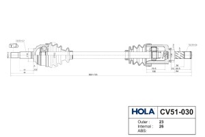 Привод передних колес ЛАДА X-Ray (23/26 шл.) левый HOLA CV51-030 HOLA