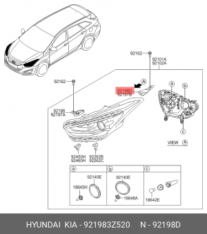 ПЛАСТИКОВЫЙ ФИКСАТОР ФАРЫ  92198-3Z520 921983Z520 HYUNDAI KIA