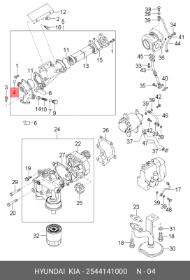 Кольцо уплотнительное HYUNDAI HD65,72,78 трубки термостата OE 2544141000 HYUNDAI KIA