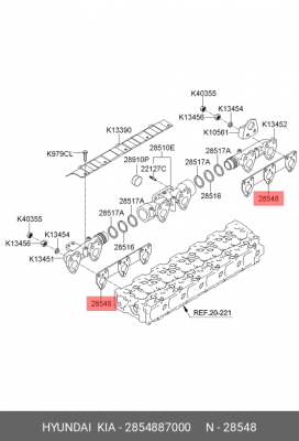 Прокладка коллектора HYUNDAI HD120,AeroTown дв.D6D19/22 выпускного (на 3 цилиндр 2854887000 HYUNDAI KIA