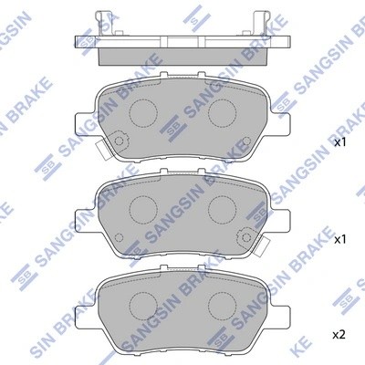 Колодки тормозные HONDA Odyssey (03-10) задние (4шт.) SANGSIN SP2104 SANGSIN
