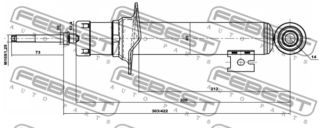 Амортизатор передний MITSUBISHI L200 05- 04659966F 04659966F FEBEST
